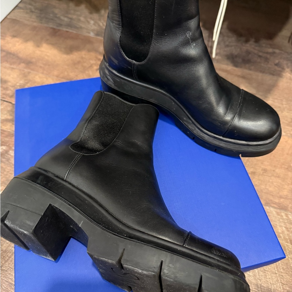 Stuart Weitzman Black Leather Ankle Boots - Picture 2 of 4